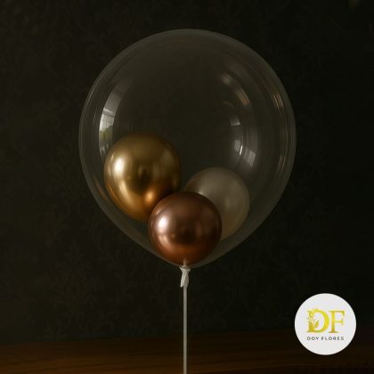 Burbuja transparente feliz cumpleaños